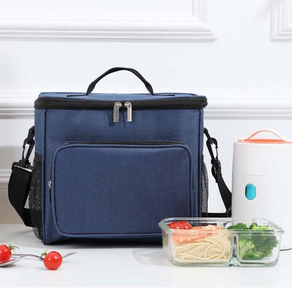 Solid Color Insulated Lunch Bag Large Capacity Food Warm Thermal Bag Tote Square Bag Travel