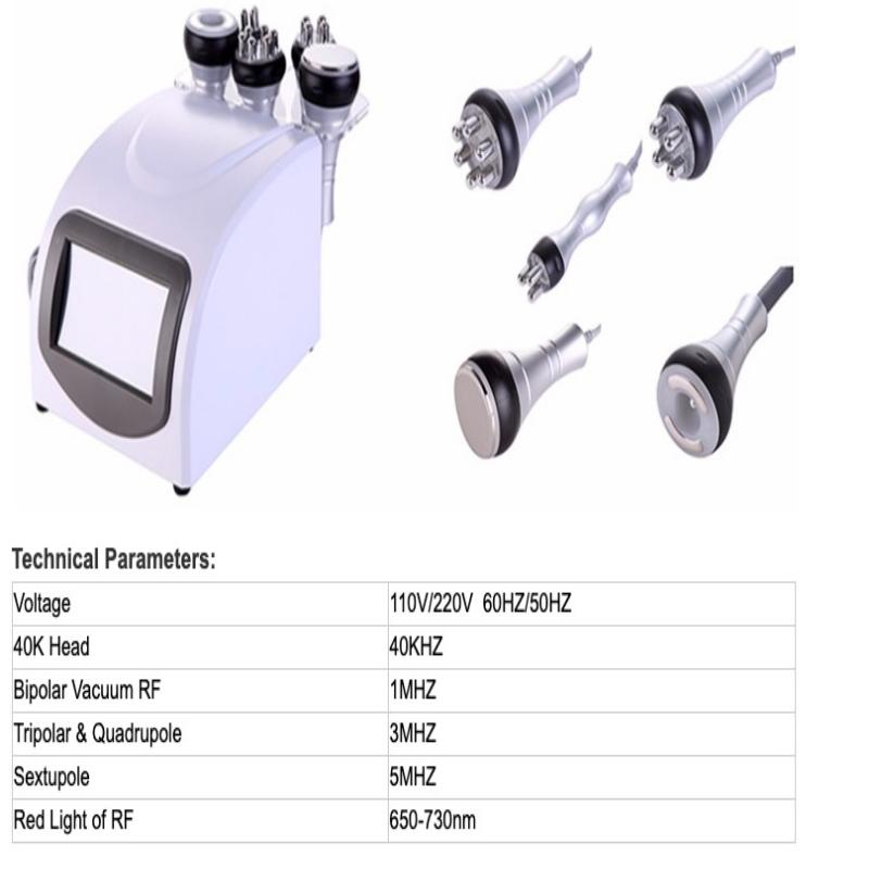 5 In 1 Vacuum Ultrasonic Cavitation Radio Frequency Multipolar RF Body Slimming Machine Skin Lifting Tighten Anti-Wrinkle Device