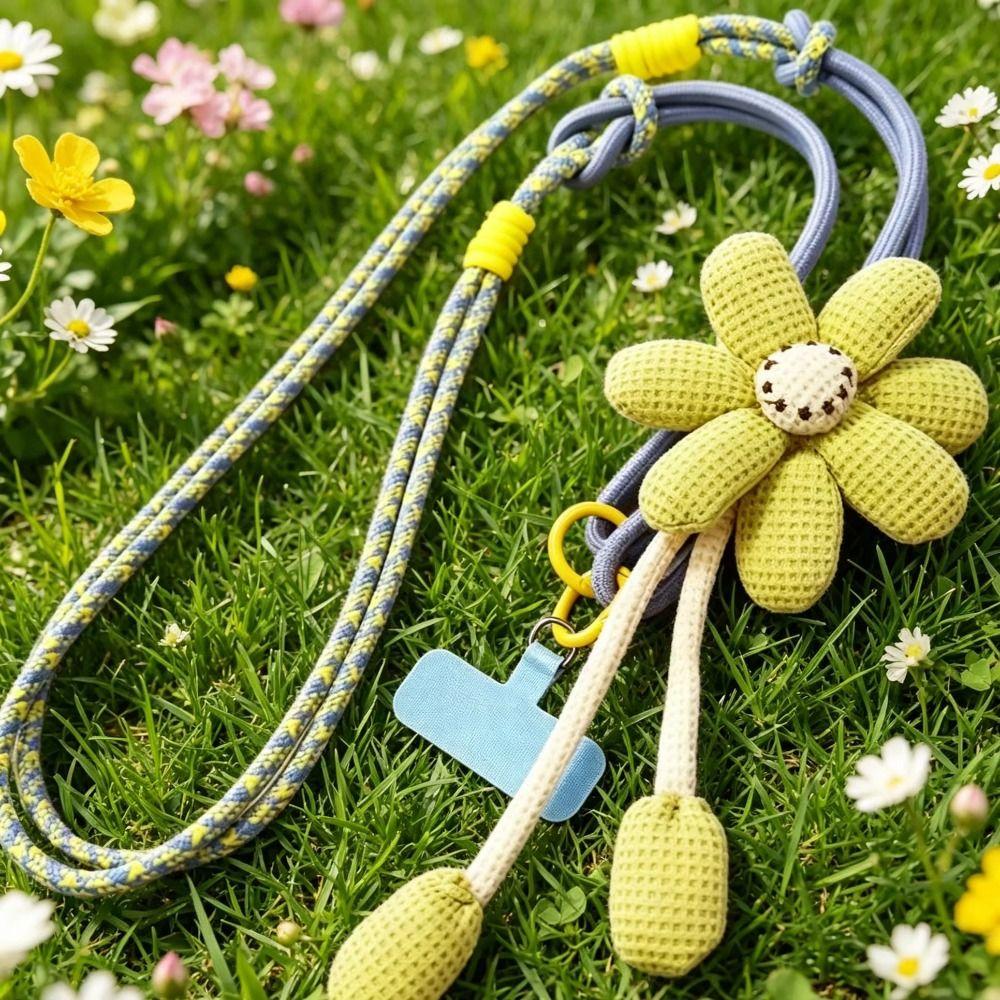 Detachable Phone Woven Chain Crossbody Cell Phone Strap Fashion Flowers Phone Lanyard Women Girls