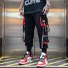 DanmoDanmo Hip Hop Joggers Men Letter Ribbons Cargo Pants Pockets Track Outdoor Casual Techwear Male Trousers Sweatpants Sport Streetwear