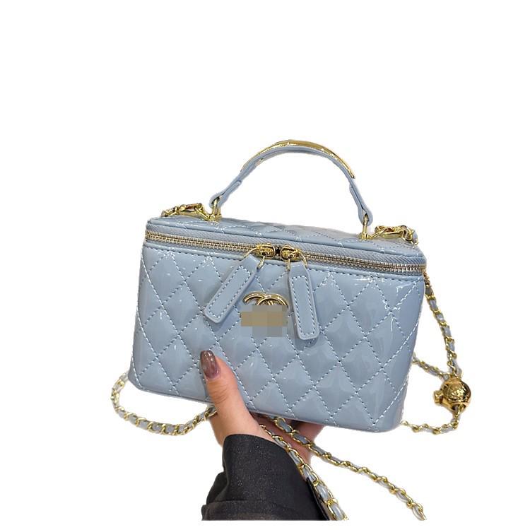 Elegant Shiny PU Diamond Lattice Chain Shoulder and Crossbody Handbag for Women