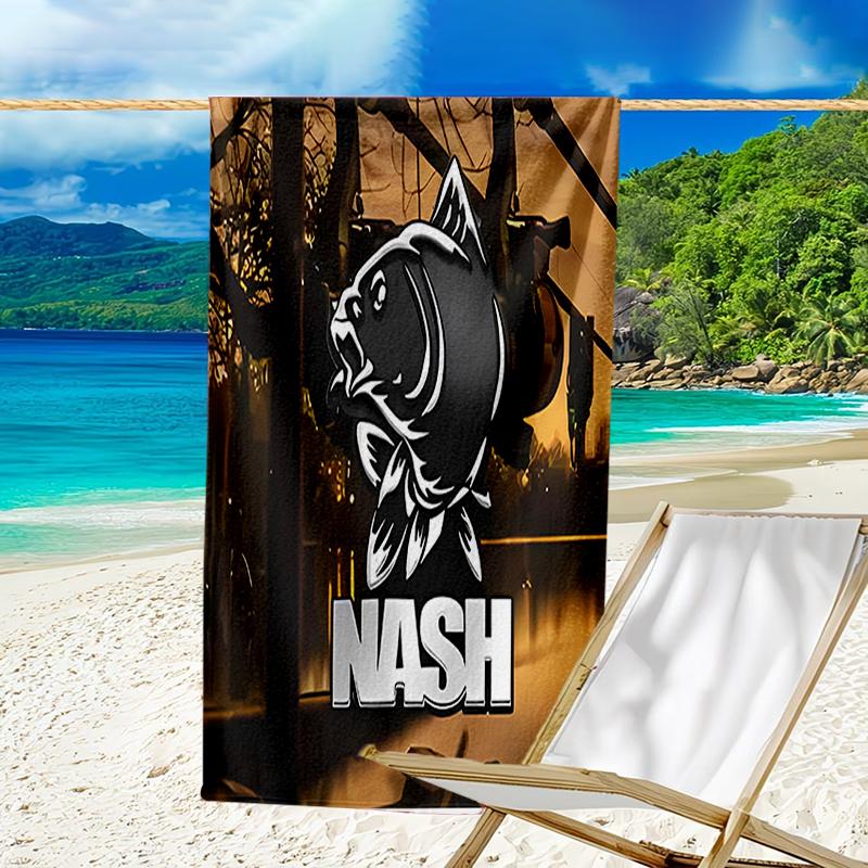proof beach towel with a Nash Tackle1 pattern - soft,absorbent,quick-drying,machine washable - perfect for swimming,camping,bathing