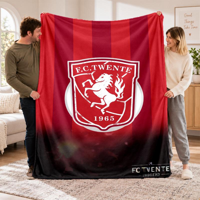 Flannel Fleece Blanket with FC Twente Design, Soft Lightweight Throw for Bed Sofa Travel