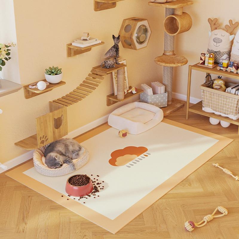 Коврик для кормления питомцев Ковер для кошки собаки Кожа ПВХ Водонепроницаемые напольные коврики Радужный узор Минималистичные ковры для украшения дома