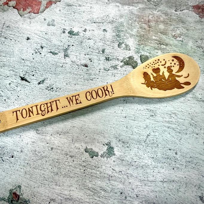 Halloween Witch Hat Engraved Bamboo Spoon