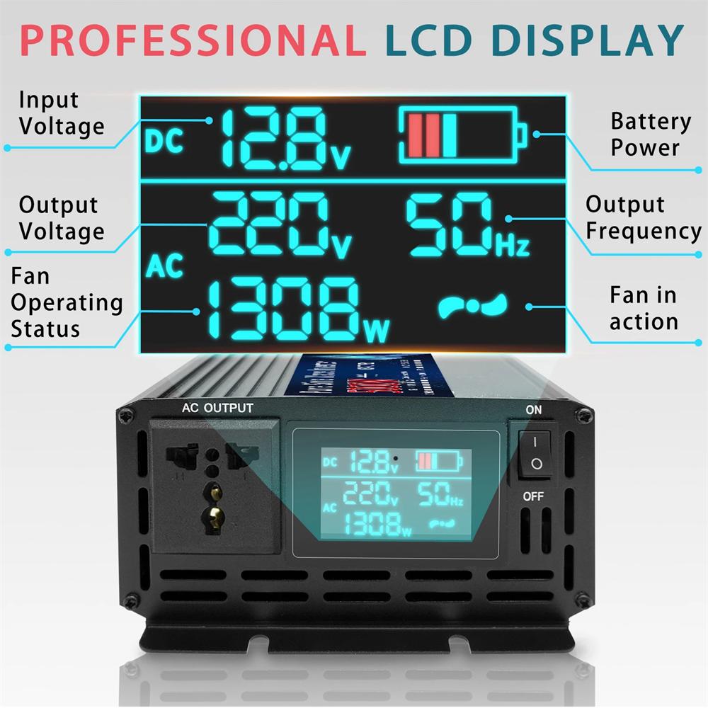Инвертор чистой синусоиды DC 12V/24V/48V/60V/72V в AC 220V/110V 1000W 2000W 3000W 4000W 5000W Преобразователь мощности Автомобильный Солнечный инвертор