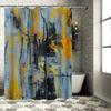 Modern Abstract Art Shower Curtain Blue Yellow Gray Bathroom Decor 3D Printing Waterproof Bath Mat Set for Home Decoration