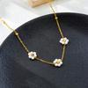 Pearl Flower Jewelry Set For Women Gold Plated Stainless Steel Necklace Bracelet Earrings