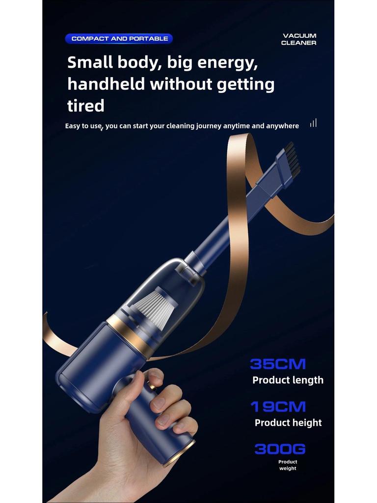 Portable Handheld Wireless Car Vacuum Cleaner – Mini Blowing & Suction for Dust and Mite Removal