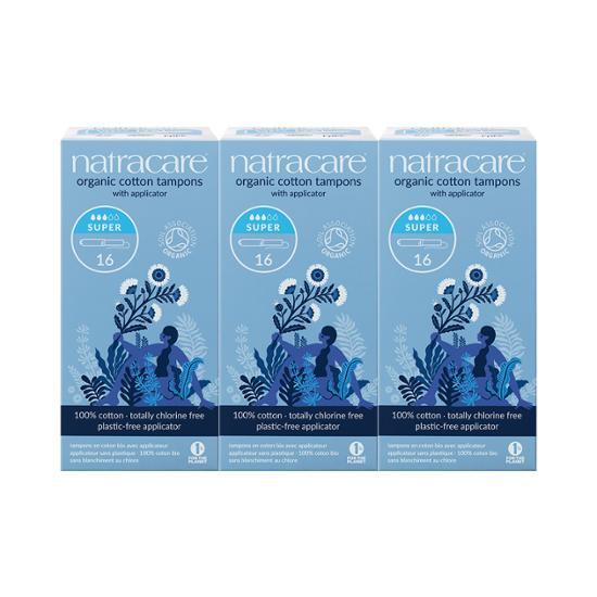 NATRACARE Tampon Applicator 3 Packs, 2 Types, Choose 1 (Regular 16 Pieces * 3 Packs / Super 16 Pieces * 3 Packs)