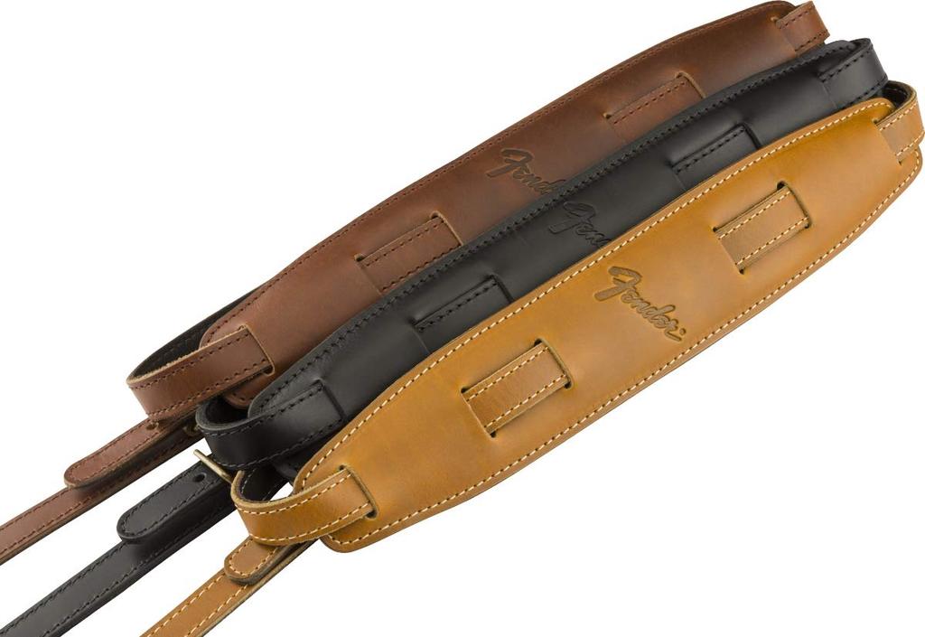 Fender leather Saddle Black USA-made strap, Mustang™ Strap,