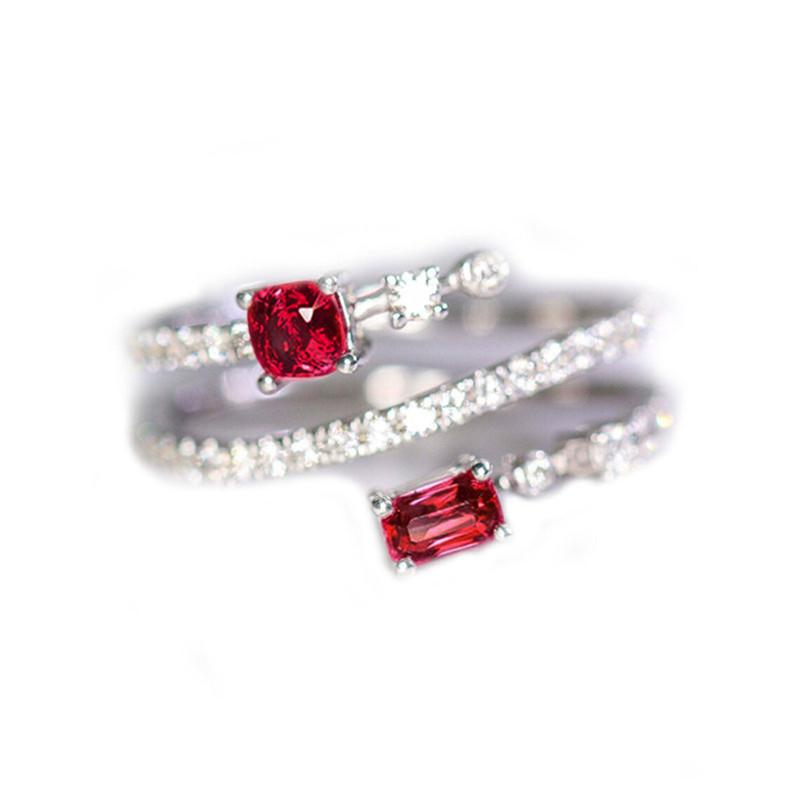 Huitan Newest Red Cubic Zirconia Rings for Women Temperament Finger Accessories Silver Color Luxury Wedding Party Trendy Jewelry