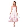 Strap Dress European and American 2025 Women Summer Fashion Print Wave Sleeveless Backless Lace-up Sling Dress