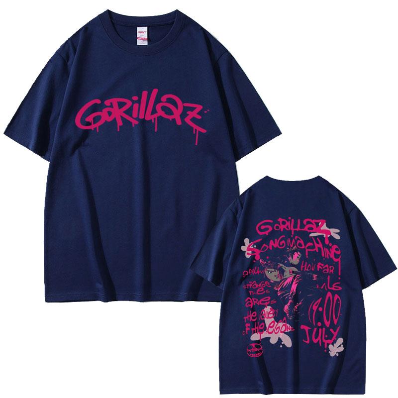 Рок-группа Gorillaz The Now Now Графическая футболка Мужская Женская Мода Повседневная Винтажные Футболки Повседневные Свободные Хлопковые Футболки