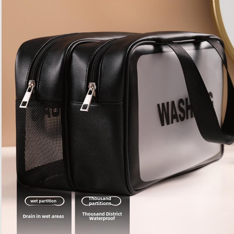 Корейский двухслойный матовый ПВХ-мешок для туалетных принадлежностей - портативное разделение сухого и влажного для косметики