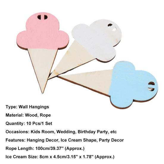 10Pcs Sweet Ice Cream Shape Wooden Hangings Nursery Home Kids Bedroom Wall Decor