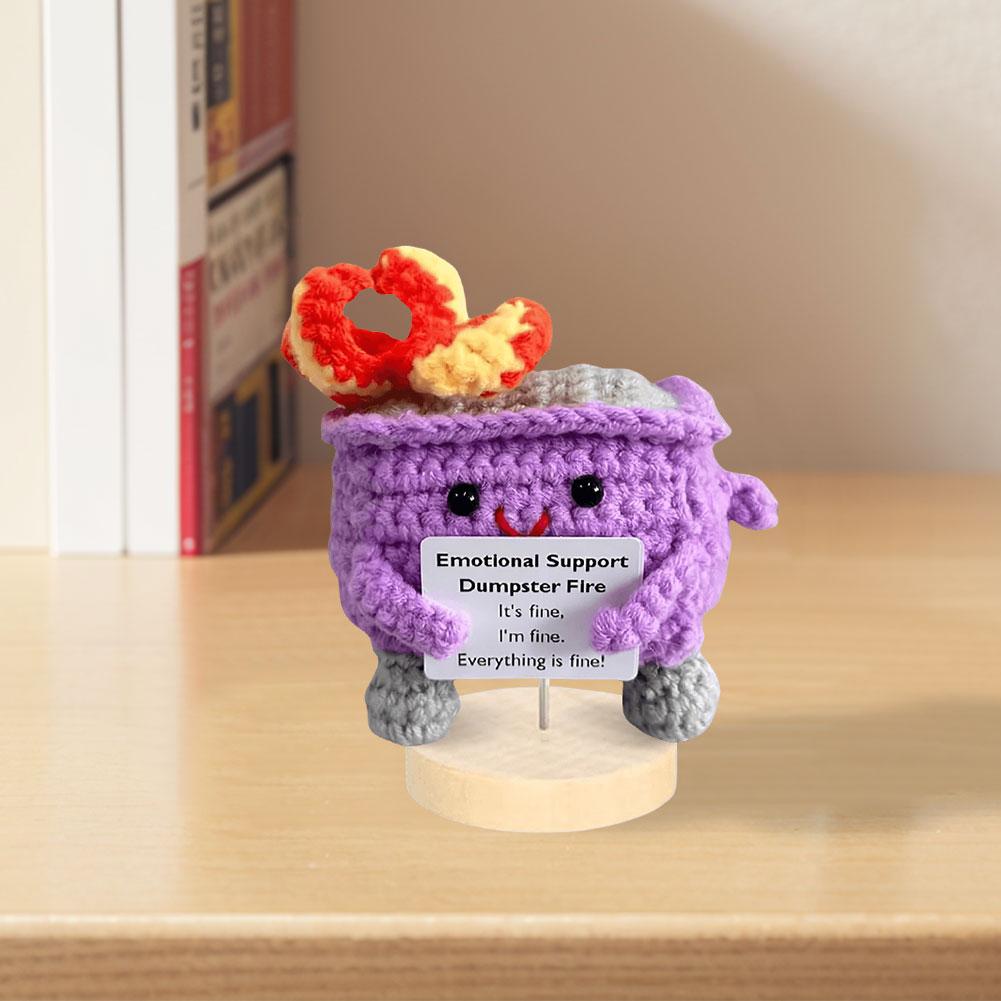 Emotional Support Dumpster Fire Cute Positive Crochet Dumpster Fire Crochet Trash Can Fire Funny Gifts for Friends Coworker