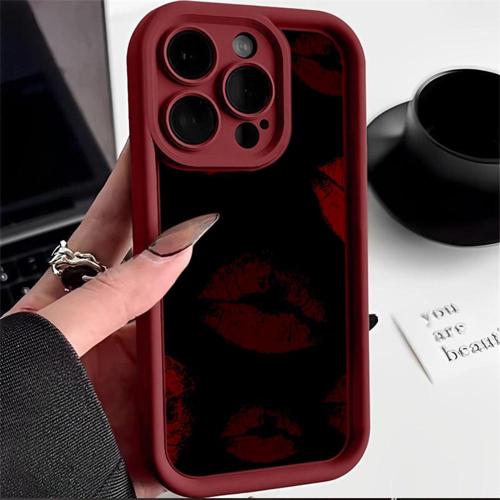 LZ23 Lips Kiss Heart Design Art Silicone Phone Case for iPhone 11 13 14 15 16 Pro Max 7 8 16 Plus 12 Mini XS Max XR Shockproof Back Cover