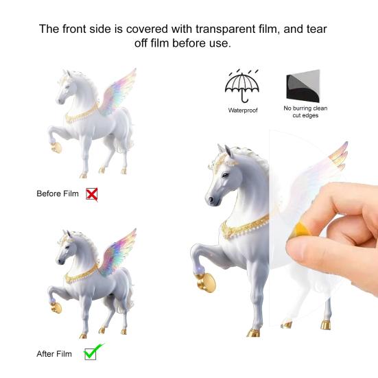 Horse Ornament Acrylic 2D Flat Realistic Flying Horse Christmas Tree Pendant with Sparkling Rhinestone Home Decor