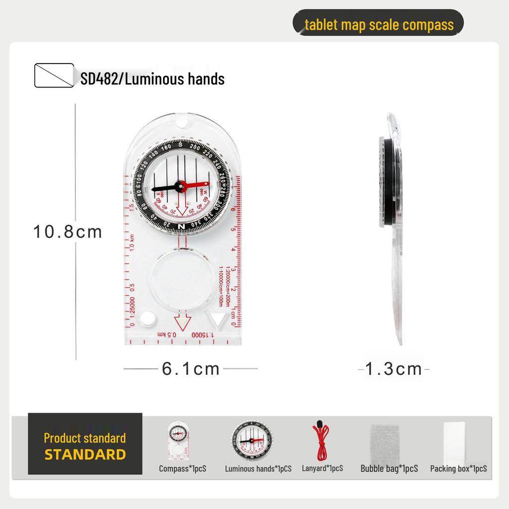 Outdoor Compass with Magnifying Glass and Ruler Scale for Students and Orienteering