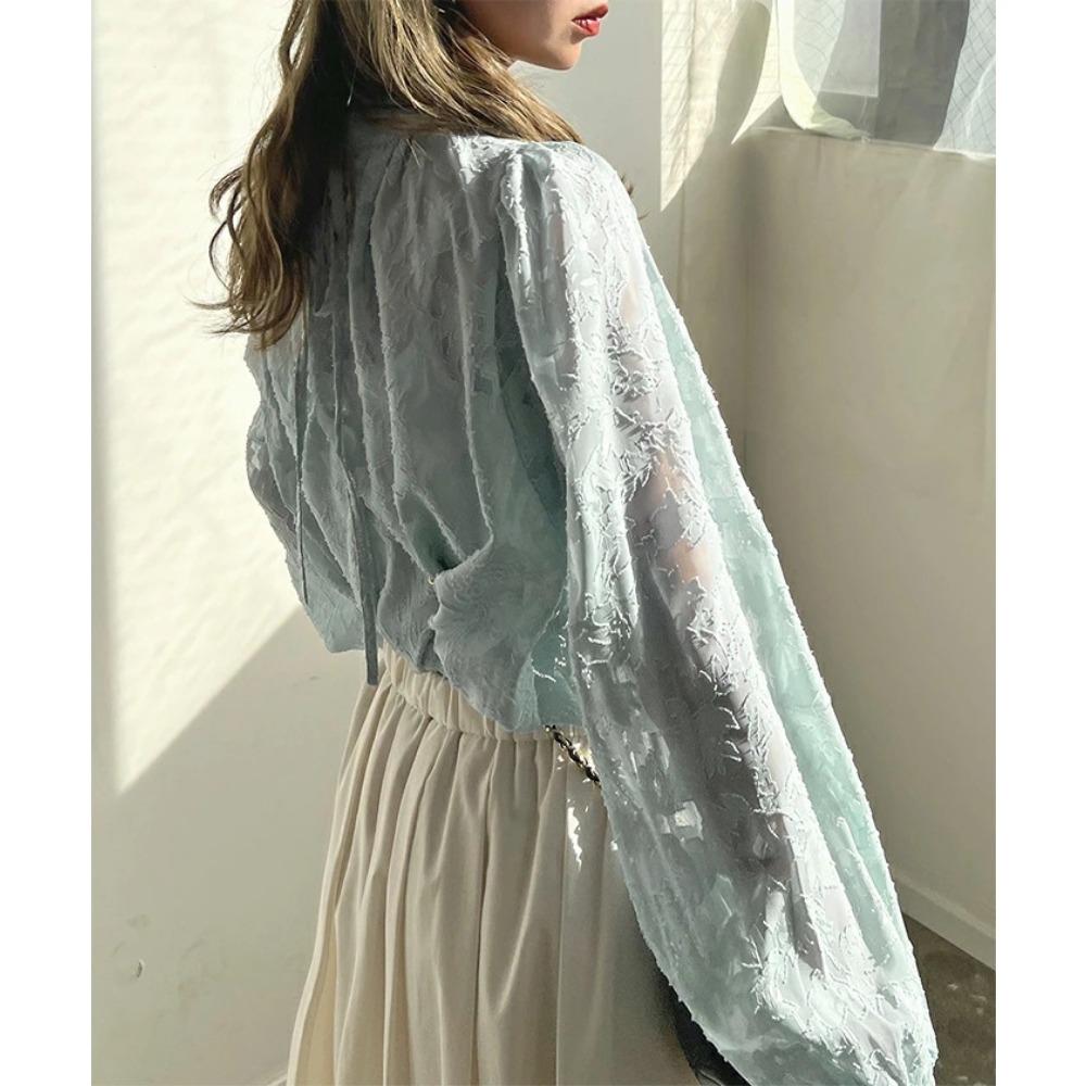 Хорошая ткань весна осень женская шифоновая блузка японская корейская пляжная рубашка кружевной топ солнцезащитный крем рубашка с кондиционером