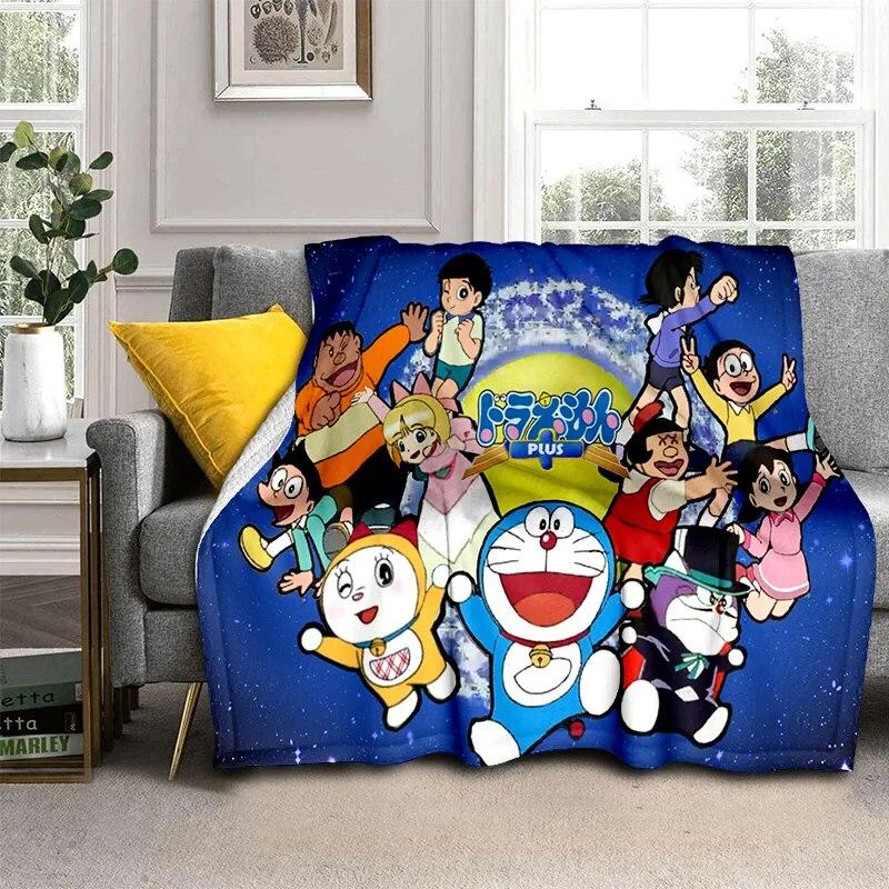 3D Printing D-Doraemon Anime Cartoon Blanket,Soft Throw Blanket for Home Bedroom Bed Sofa Picnic Travel Office Cover Blanket Kid