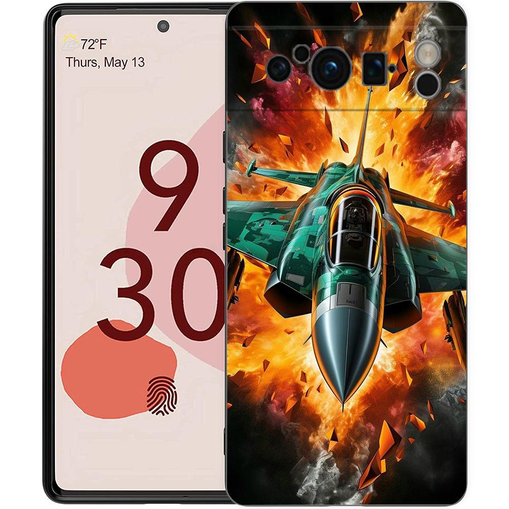 Чехол для телефона с истребителями для Google Pixel 8 7 6 Pro 8A 6A 7A 5G Мягкий силиконовый Ударопрочный ТПУ Черный чехол Fundas