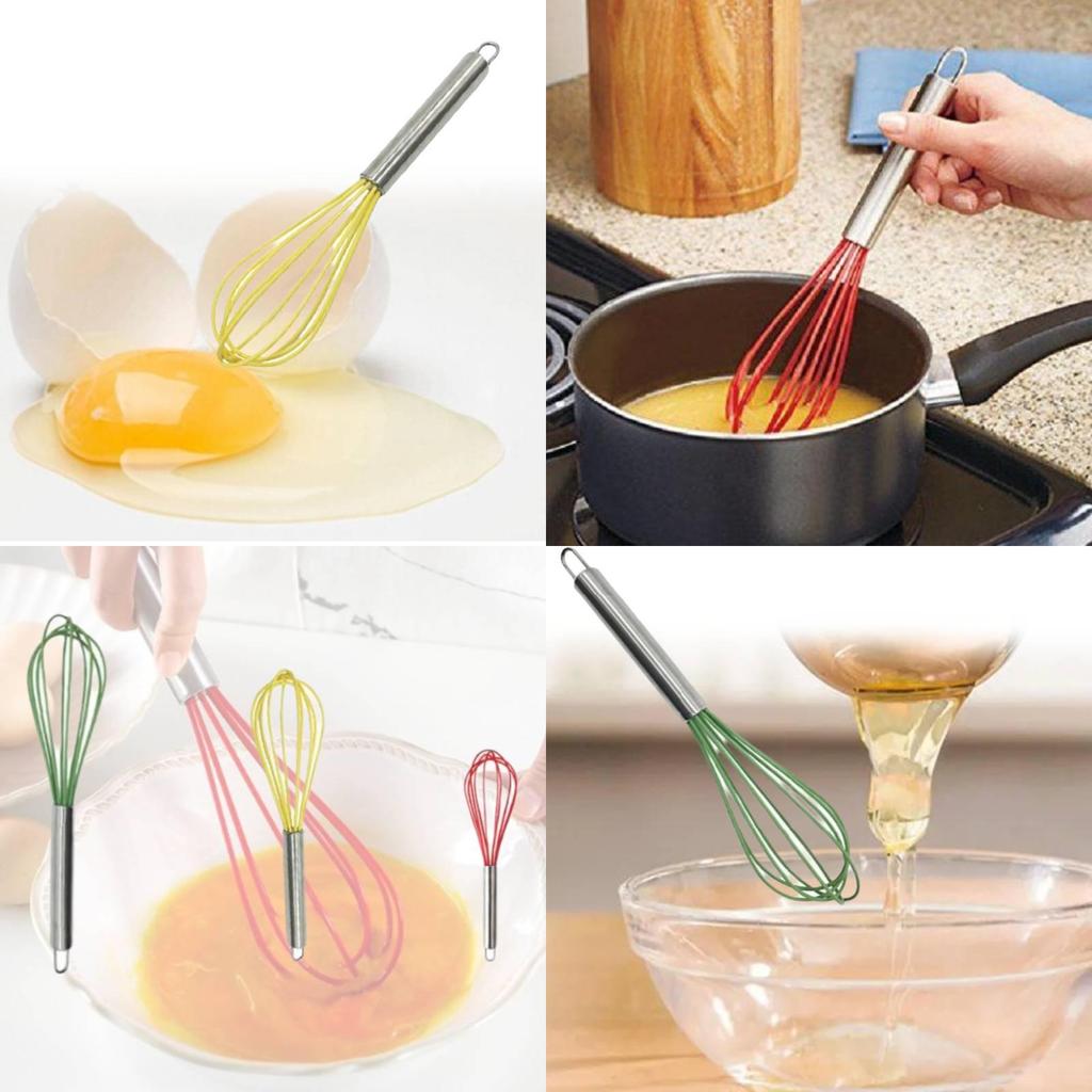 Factory Custom Stainless Steel 304 Egg Beater Cream Whisk Mixer 10 Inch Yellow Silicone