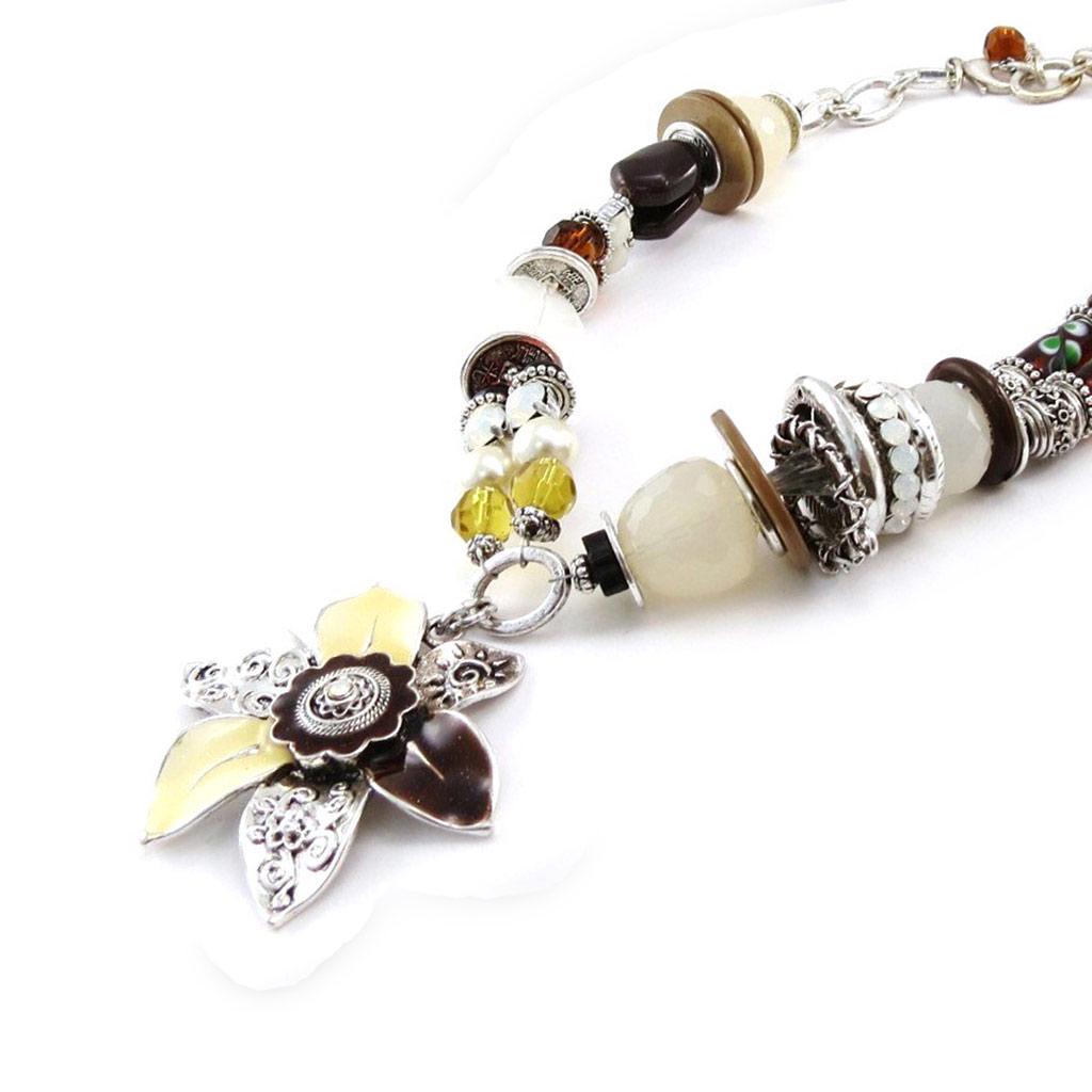 Les Trésors De Lily [E0644] - Дизайнерское колье "Душка" бежево-коричневый