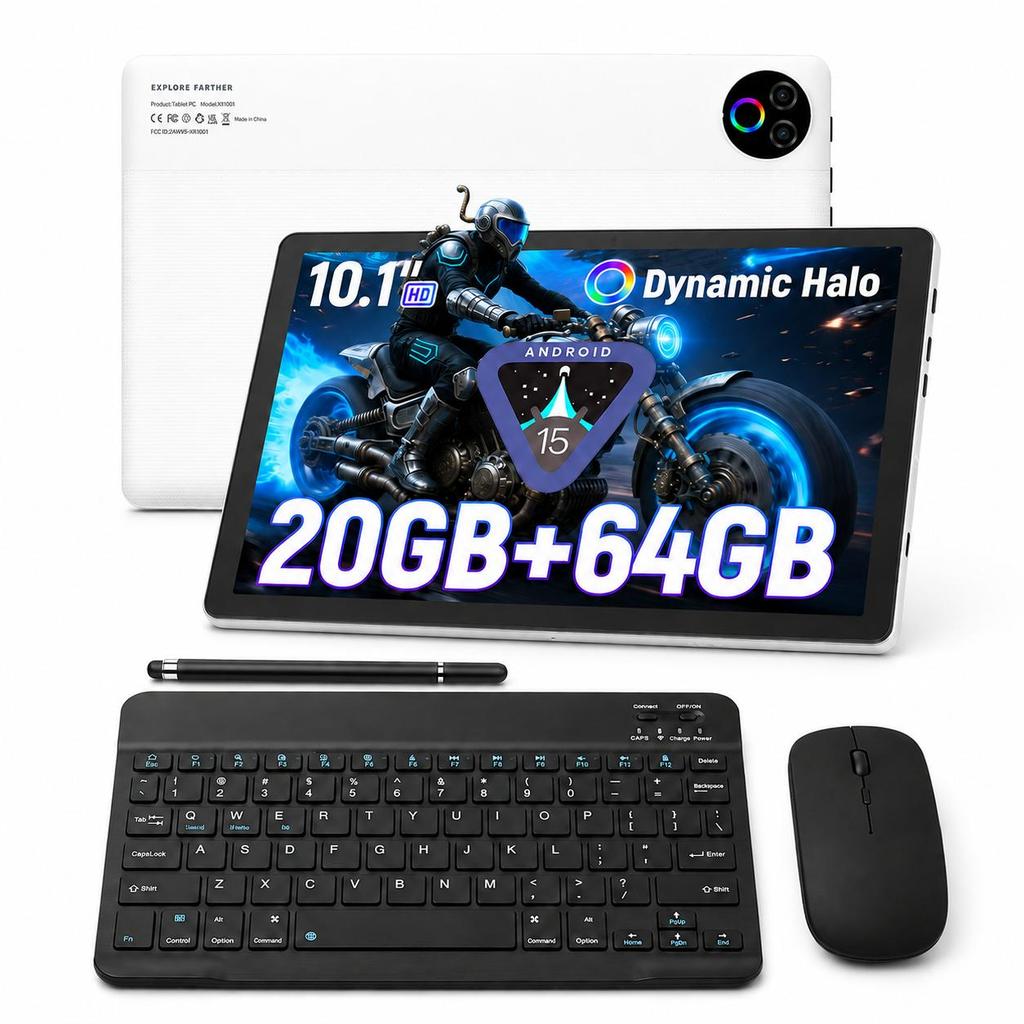 Планшет Android 15, 10,1 дюйма, 20 ГБ ОЗУ + 64 ГБ ПЗУ, Wi-Fi, Bluetooth, батарея 5000 мАч