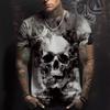 Summer Round Neck 3D Skull Pattern Print Top Fashionable Casual Short Sleeved Men's T-shirts