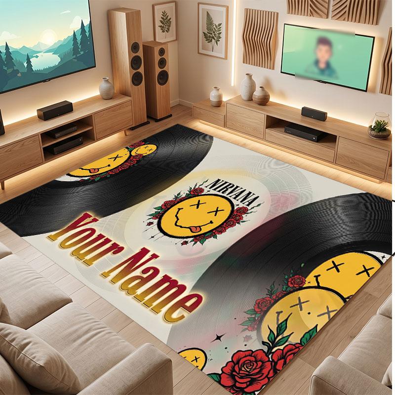 Nirvana Personalized Crystal Velvet Carpet, Customized Name Text Soft Anti‑Slip Rug for Living Room Bedroom