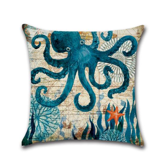 Octopus Sea Turtle Whale Sea Horse Cushion Cover Throw Pillow Case Sofa Decor