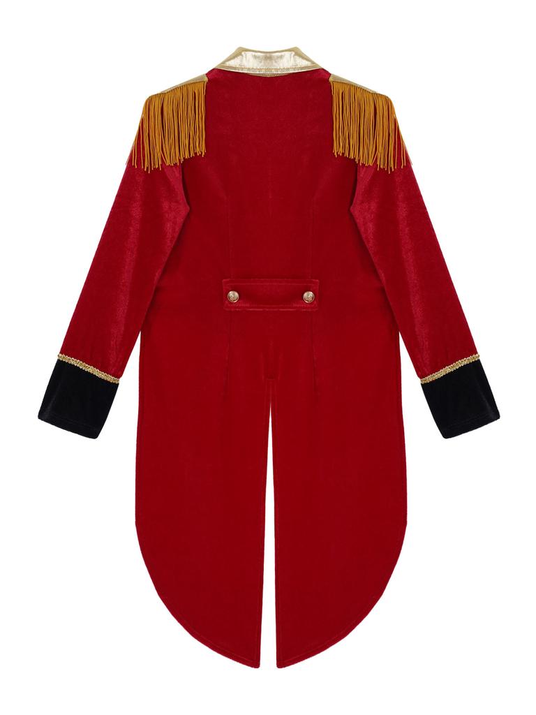 Boys Circus Cosplay Costume Long Sleeves Tassel Details Dip Hem Coat Role Play Jacket