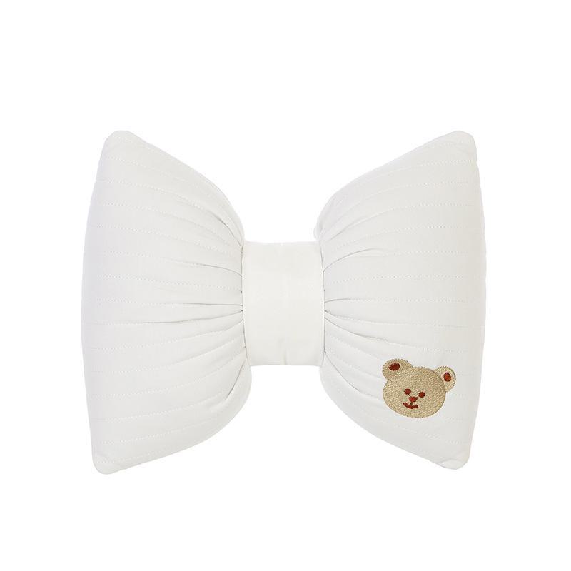 Cartoon Embroidered Bow Car Headrest Neck Pillow: Elastic, Breathable, and Stylish Car Interior Accessory.