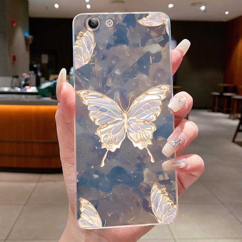 Phone Case For Vivo Y53 2017/Y55 2016/Y55S 2016/Y55L 2016 Butterfly Bow Protective Casing Transparent Soft Silicone TPU Cover