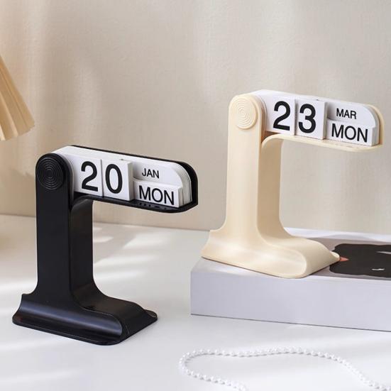 Перекидной вечный календарь 2024-2025 Пластиковый настольный календарь Ежемесячный еженедельный органайзер Ежедневный график Планировщик настольного украшения Домашний офис Декор