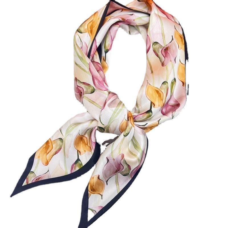 New In Spring! Silk Scarf Femininity Fresh Mulberry Silk Silk Scarf Thin, Narrow And Long Double-Sided Scarf Streamer