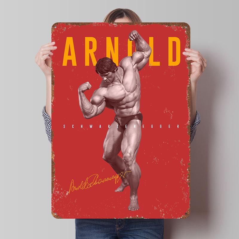 Arnold Schwarzenegger Printed Posters Customizable Wall Art Retro Vintage Metal Tin Signs for Home Room Decoration Garage Garden