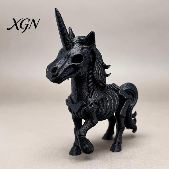 Dark Fantasy Home Decor 3D Printed Horse Skeleton Ornament, Horns Bone Statue, Creative Spooky Interior Ornament PLA Crafts for Halloween And Haunted