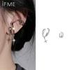 IFME Zircon Star Earings for Women Simple Dissymmetry Unisex Silver Cllip Earring Accessories Jewelry Gift