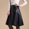 Lambskin Stylish Flare Women's Skirt Black Handmade Leather Genuine Fashion
