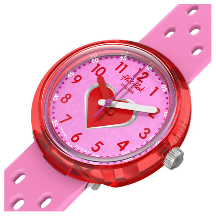 Swatch Flik Flak Часы серии Bubbly Hours Кварцевые 30м Водонепроницаемые 31.85мм Розовый циферблат Корпус из биопластика Силиконовый ремешок Женские часы ZFCNP004