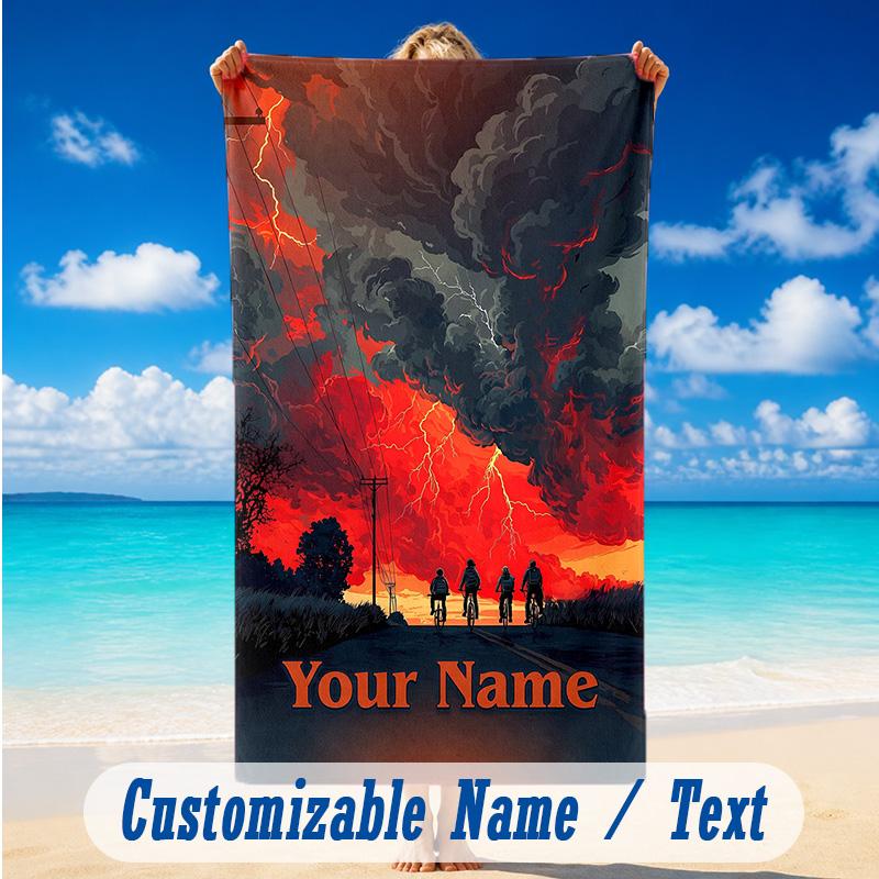 Beach Towel Custom Name Text, Quick Dry Large Towel For Beach HomeStranger Things