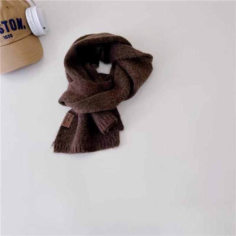 Осенне-зимний шерстяной детский шарф для мальчиков и девочек, корейский модный однотонный шарф из кашемира для детей