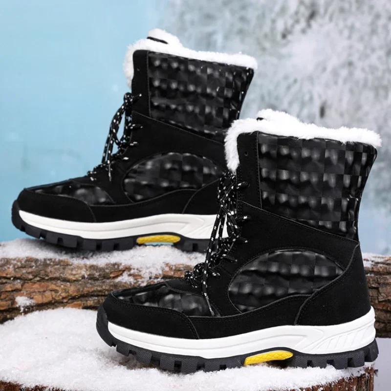 Boots for Women Winter Warm Plush Fashion Cotton Shoes Thick Sole Comfortable High Top Boots Snow Boots Botte Femme