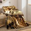 Stacks of $100 bills on reflective golden surfaces. for all seasons blanket lunch break throw gift