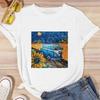 ZX TEE Футболки для девочек с принтом Ван Гога, уличная мода, Харадзюку, белая одежда, с коротким рукавом, летние футболки, повседневные женские топы с круглым вырезом
