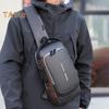 Мужская нагрудная сумка, водонепроницаемая, противоугонная, с двумя молниями и кодовым замком, сумка на ремне, USB-порт для зарядки, многослойный портативный рюкзак для путешествий через плечо