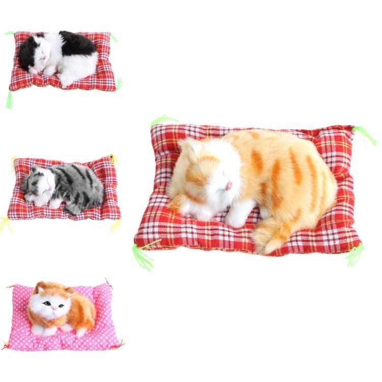 Premium Quality Plush Stuffed Toy Cute Sleeping Cat With Press Simulation Sound